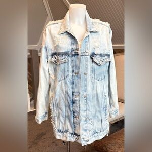 We The Free Destroyed Long & Lean Denim Jacket